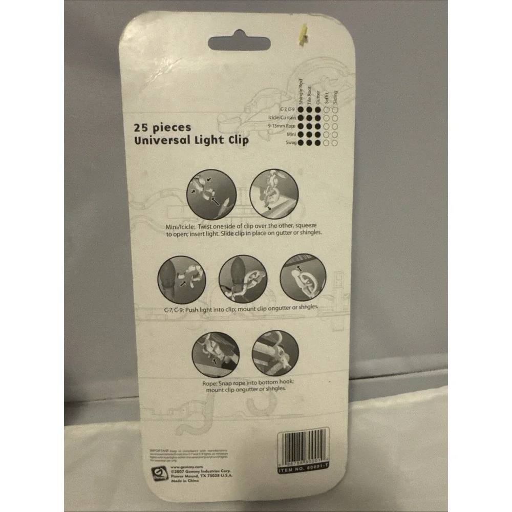 Gemmy 25 Piece Mini Light Decor Adhesive Clips‎ 80001 Christmas NOS